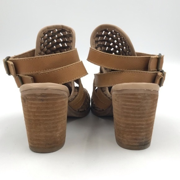Rebels Brand Tan Woven Leather Double Criss Cross Buckle Ankle Booties Size 10 - Picture 5 of 10